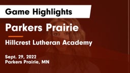 Parkers Prairie  vs Hillcrest Lutheran Academy Game Highlights - Sept. 29, 2022