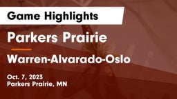 Parkers Prairie  vs Warren-Alvarado-Oslo  Game Highlights - Oct. 7, 2023