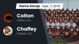 Recap: Colton  vs. Chaffey  2018
