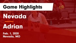 Nevada  vs Adrian  Game Highlights - Feb. 1, 2020