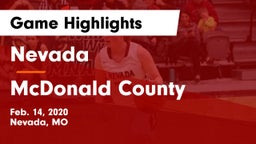 Nevada  vs McDonald County  Game Highlights - Feb. 14, 2020