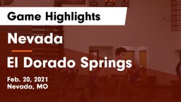 Nevada  vs El Dorado Springs  Game Highlights - Feb. 20, 2021