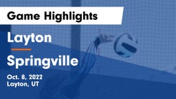 Layton  vs Springville  Game Highlights - Oct. 8, 2022