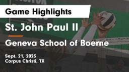 St. John Paul II  vs Geneva School of Boerne Game Highlights - Sept. 21, 2023