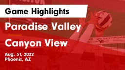 Paradise Valley  vs Canyon View Game Highlights - Aug. 31, 2022