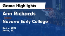 Ann Richards  vs Navarro Early College  Game Highlights - Dec. 6, 2022