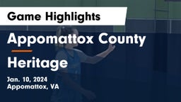 Appomattox County  vs Heritage  Game Highlights - Jan. 10, 2024