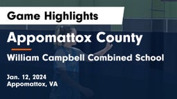 Appomattox County  vs William Campbell Combined School Game Highlights - Jan. 12, 2024