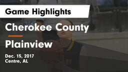 Cherokee County  vs Plainview  Game Highlights - Dec. 15, 2017