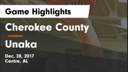 Cherokee County  vs Unaka Game Highlights - Dec. 28, 2017