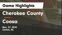 Cherokee County  vs Coosa Game Highlights - Nov. 27, 2018