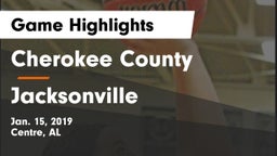 Cherokee County  vs Jacksonville  Game Highlights - Jan. 15, 2019