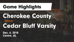 Cherokee County  vs Cedar Bluff Varsity Game Highlights - Dec. 6, 2018