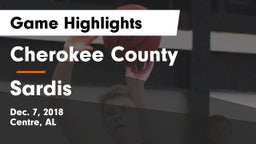 Cherokee County  vs Sardis Game Highlights - Dec. 7, 2018