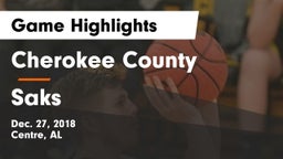 Cherokee County  vs Saks Game Highlights - Dec. 27, 2018