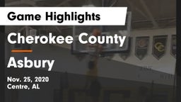 Cherokee County  vs Asbury  Game Highlights - Nov. 25, 2020