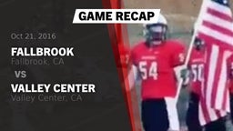 Recap: Fallbrook  vs. Valley Center  2016