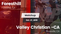 Matchup: Foresthill High vs. Valley Christian -CA 2018