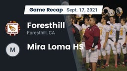 Recap: Foresthill  vs. Mira Loma HS 2021
