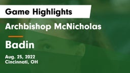 Archbishop McNicholas  vs Badin  Game Highlights - Aug. 25, 2022