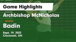 Archbishop McNicholas  vs Badin  Game Highlights - Sept. 19, 2023