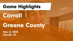 Carroll  vs Greene County  Game Highlights - Feb. 8, 2020