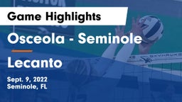 Osceola  - Seminole vs Lecanto  Game Highlights - Sept. 9, 2022