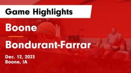 Boone  vs Bondurant-Farrar  Game Highlights - Dec. 12, 2023