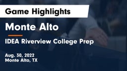 Monte Alto  vs IDEA Riverview College Prep Game Highlights - Aug. 30, 2022