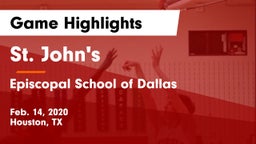 St. John's  vs Episcopal School of Dallas Game Highlights - Feb. 14, 2020