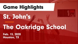 St. John's  vs The Oakridge School Game Highlights - Feb. 13, 2020