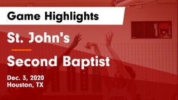 St. John's  vs Second Baptist Game Highlights - Dec. 3, 2020