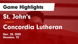St. John's  vs Concordia Lutheran  Game Highlights - Dec. 28, 2020