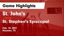 St. John's  vs St. Stephen's Episcopal  Game Highlights - Feb. 10, 2021