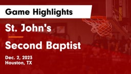 St. John's  vs Second Baptist Game Highlights - Dec. 2, 2023