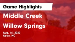 Middle Creek  vs Willow Springs  Game Highlights - Aug. 16, 2022