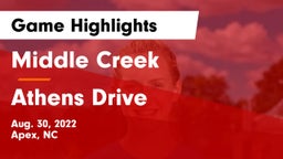Middle Creek  vs Athens Drive  Game Highlights - Aug. 30, 2022
