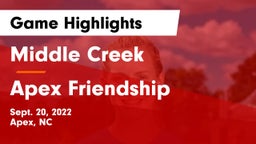 Middle Creek  vs Apex Friendship  Game Highlights - Sept. 20, 2022