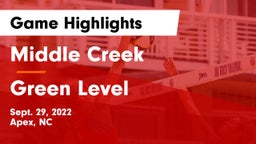 Middle Creek  vs Green Level  Game Highlights - Sept. 29, 2022