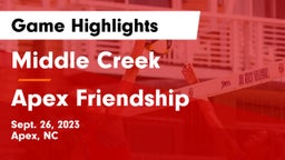 Middle Creek  vs Apex Friendship  Game Highlights - Sept. 26, 2023