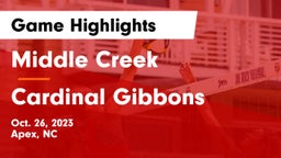 Middle Creek  vs Cardinal Gibbons  Game Highlights - Oct. 26, 2023