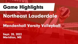Northeast Lauderdale  vs Mendenhall Varsity Volleyball  Game Highlights - Sept. 20, 2022