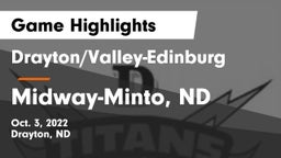 Drayton/Valley-Edinburg  vs Midway-Minto, ND Game Highlights - Oct. 3, 2022