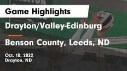 Drayton/Valley-Edinburg  vs Benson County, Leeds, ND Game Highlights - Oct. 10, 2022