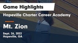 Hapeville Charter Career Academy vs Mt. Zion Game Highlights - Sept. 26, 2022