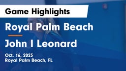 Royal Palm Beach  vs John I Leonard  Game Highlights - Oct. 16, 2023