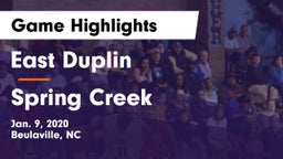 East Duplin  vs Spring Creek Game Highlights - Jan. 9, 2020