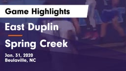 East Duplin  vs Spring Creek  Game Highlights - Jan. 31, 2020