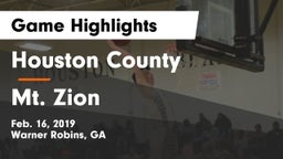 Houston County  vs Mt. Zion  Game Highlights - Feb. 16, 2019