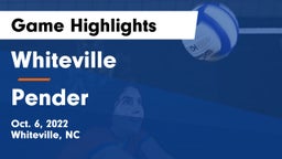 Whiteville  vs Pender Game Highlights - Oct. 6, 2022